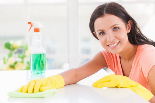 Cleaners working ethically in a carpet cleaning business setting